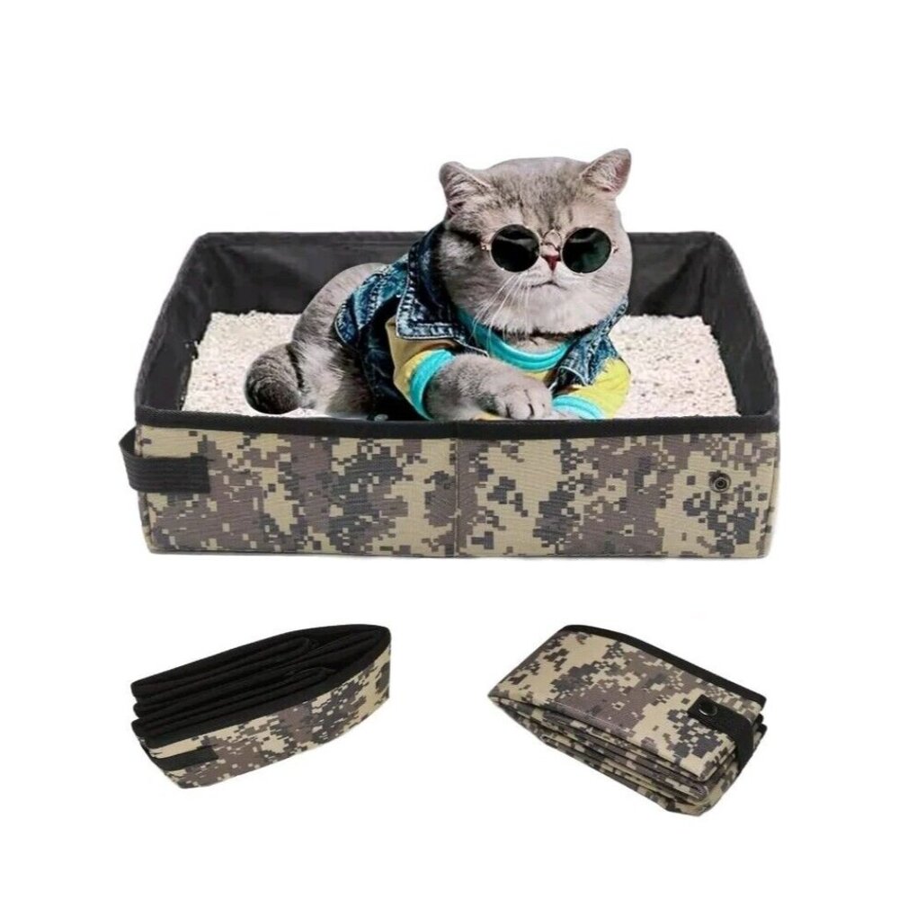Travel Litter Box for Cats Portable Mobile for Outdoor Fit Medium and Kitties